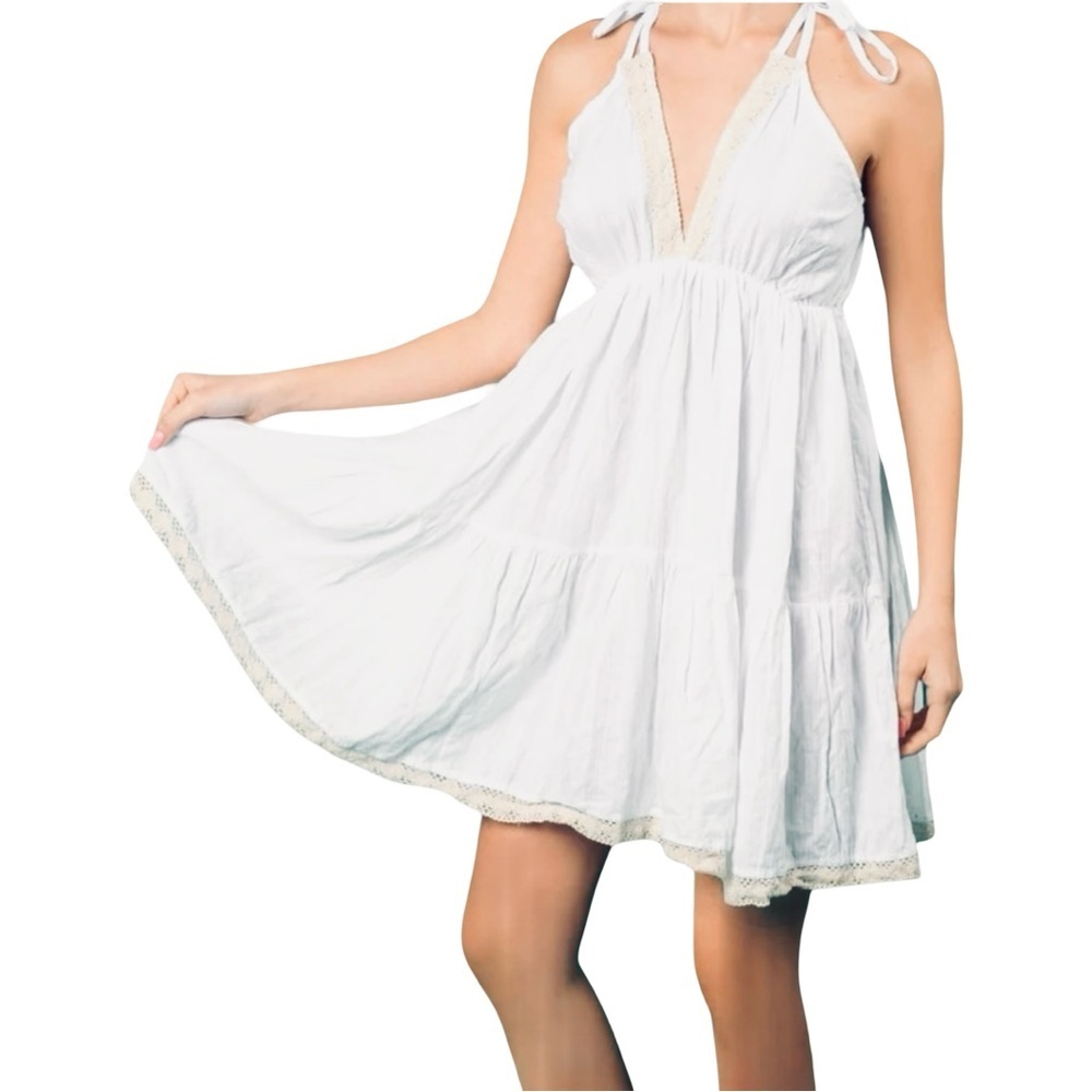 Antica Sartoria by Giacomo Cinque Cotton Mini Dress / Cover-Up White Size OSFA